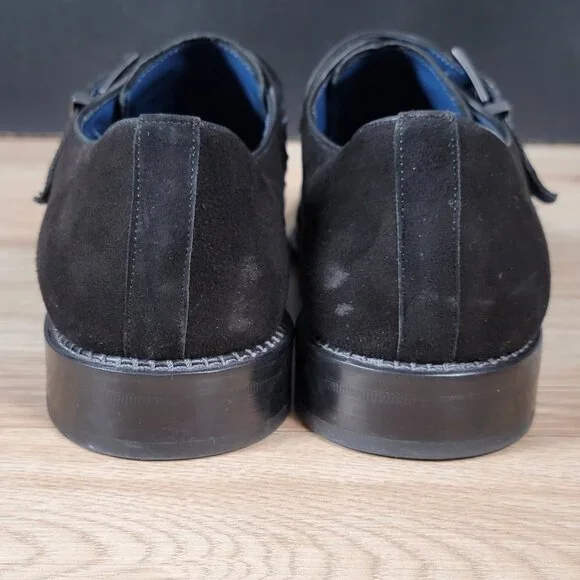 Mezlan Meier Double Monk Strap Shoes Mens Size M Black Suede